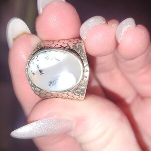 Silver and White Stone Ring